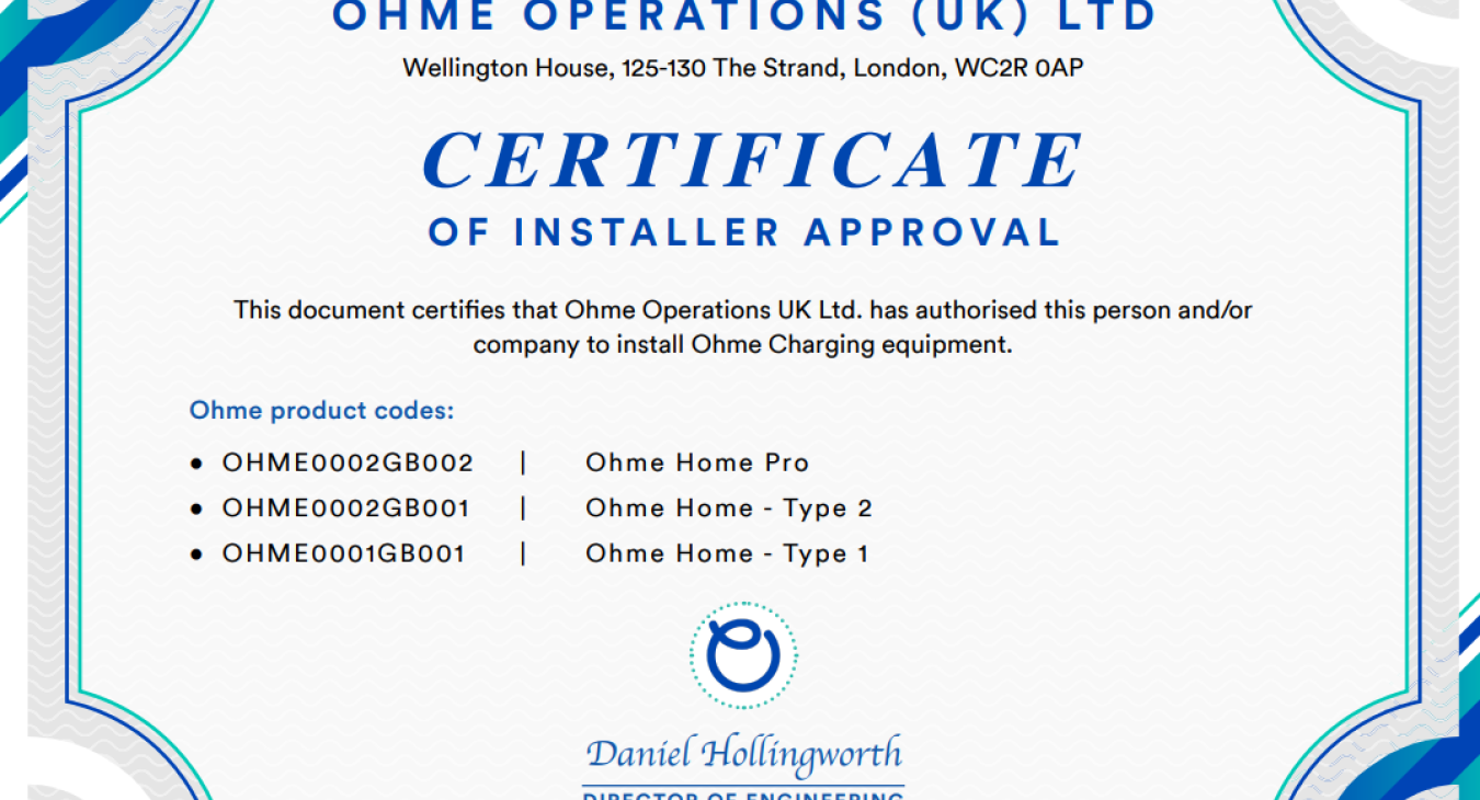 Certified Installer (Ohme-EV)